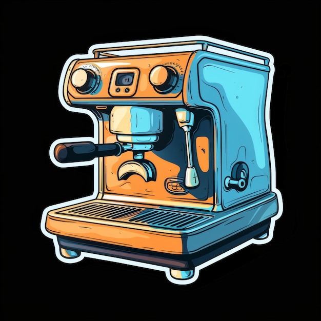 Foto een koffiemachine met een blauw en oranje kleurenschema