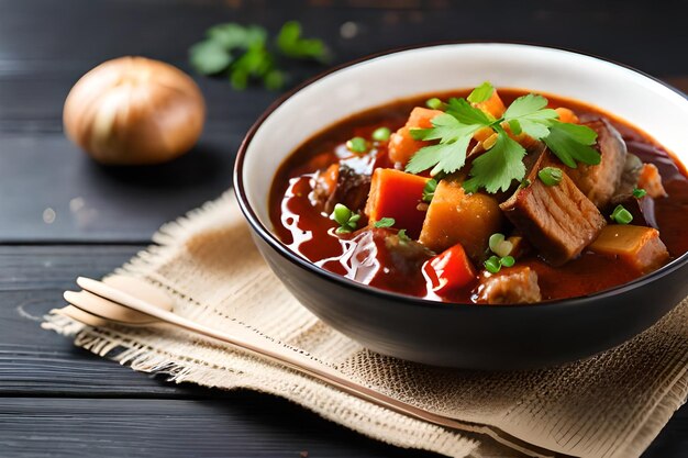 een kom eten met een knoflookknoflook op tafel