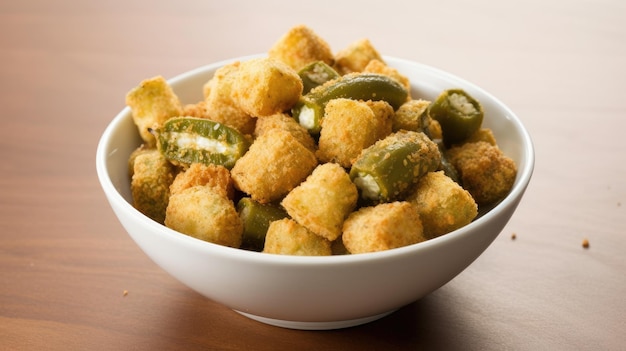 Een kom jalapeno en jalapeno friet