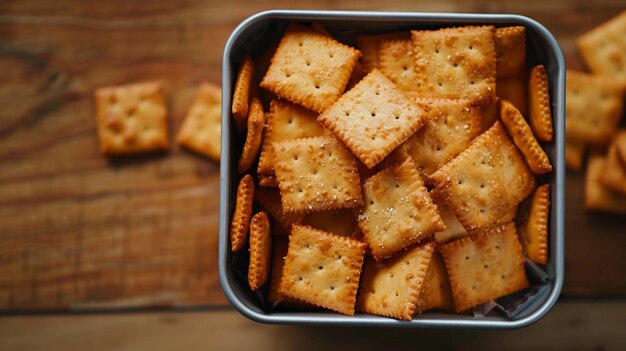 Een kom met crackers.