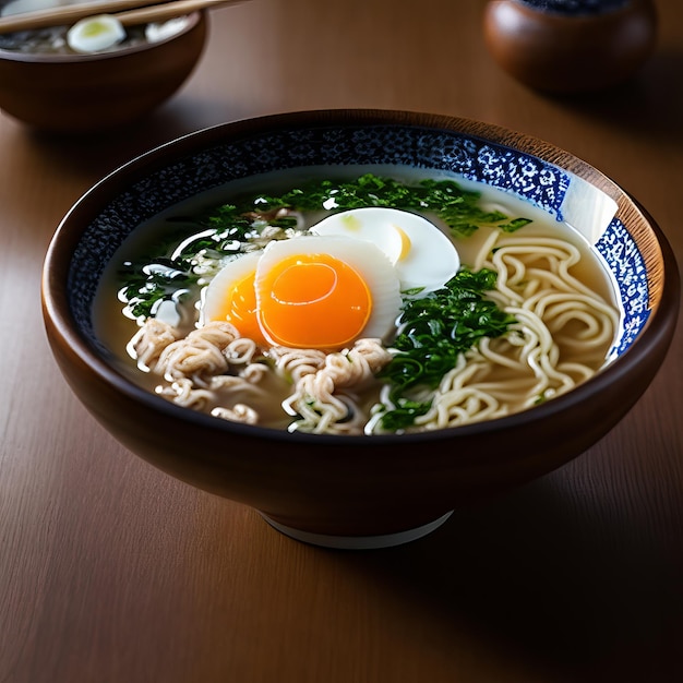 Een kom ramen met daarop een paar stukjes ei