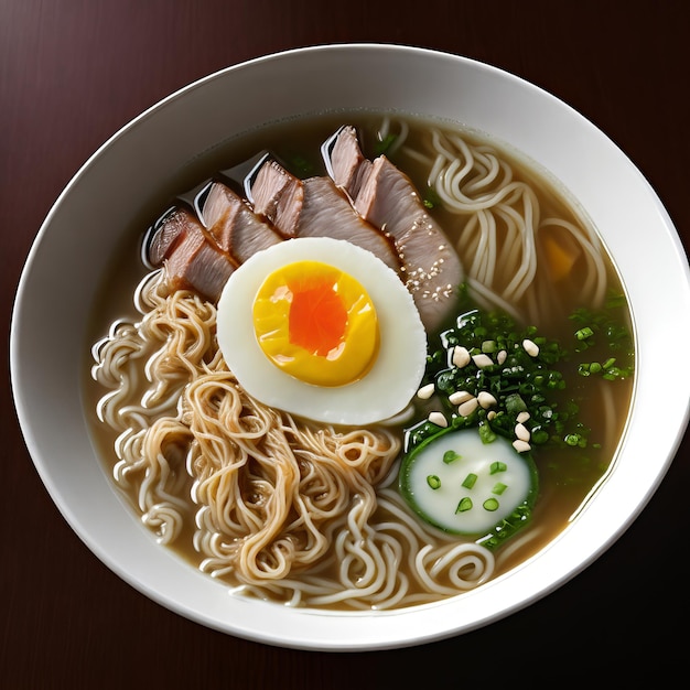 Foto een kom ramen met een gebakken ei erop