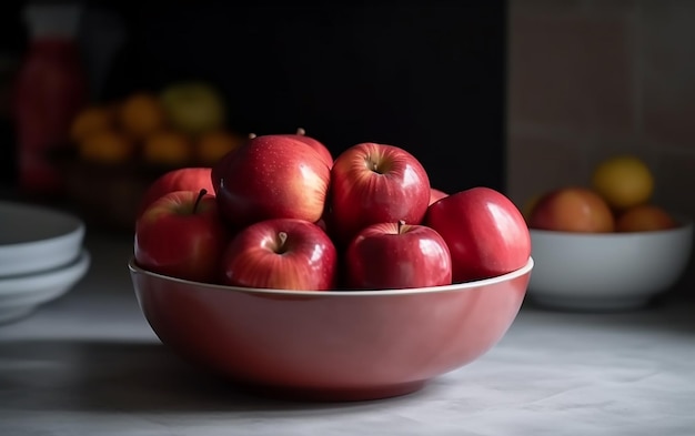 Een kom rode appels op een tafel