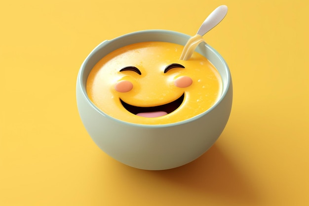 Een kom smileys met een lepel erin.