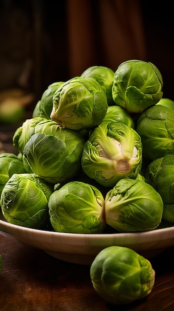 een kom spruitjes op een tafel