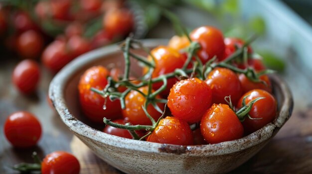 Een kom verse rijpe tomaten