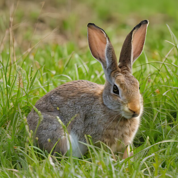 een konijn in het gras met een ei in het gras