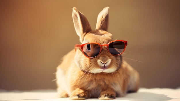Een konijn met een zonnebril op