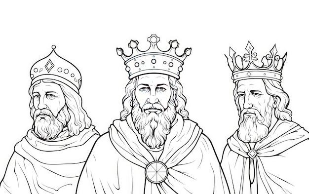 Een koninklijke vectorillustratie van de wijze mannen geïsoleerd op een witte achtergrond