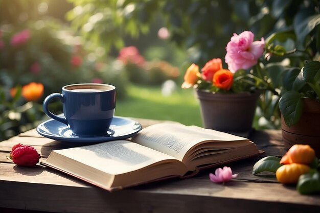 Een kop koffie en een boek Lezen in de tuin boek