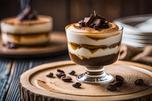 een kop koffie met chocoladerepen op een bord