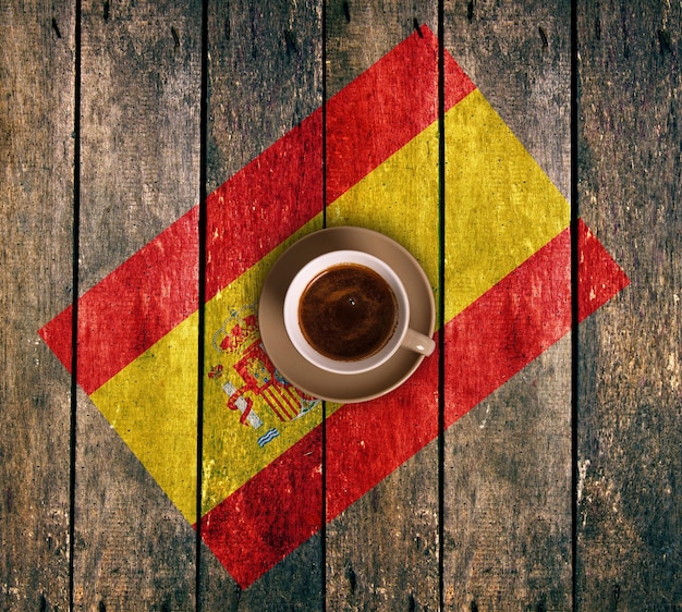 Foto een kop koffie met de vlag.