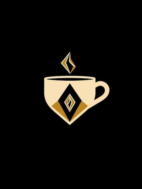 Een kop koffie met een diamantlogo erop