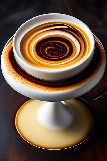 Foto een kop koffie met swirls erin