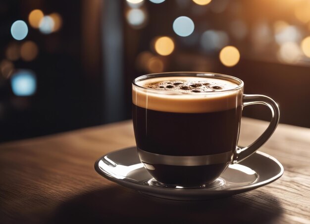 Een kop koffie op de tafel.