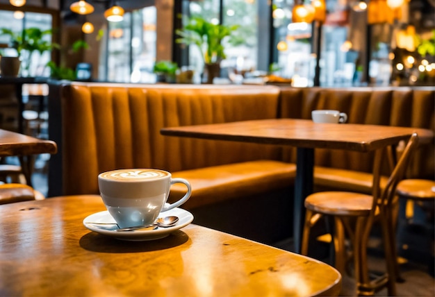 Foto een kop koffie zit op een tafel in een restaurant