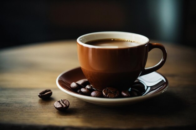 een kop warme stoomende koffie op een zwarte achtergrond