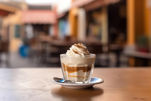 Een kopje affogato vanille-ijs