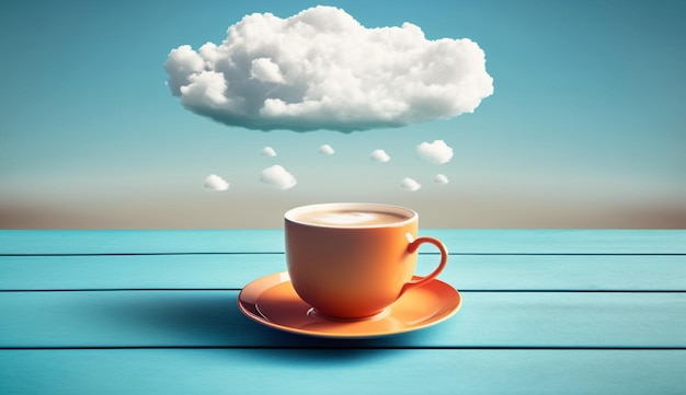 Een kopje koffie met een wolkje erop