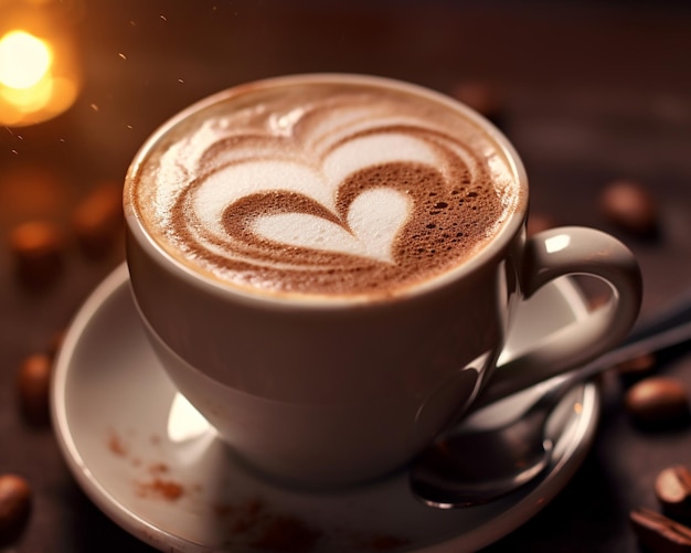 Een kopje koffie met liefdesvorm