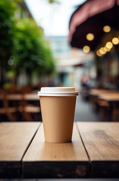 een kopje koffie zittend op een tafel