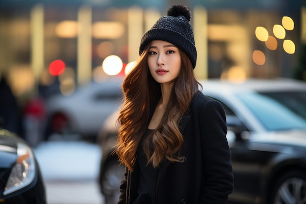 Een Koreaanse vrouw heeft een mooi kapsel