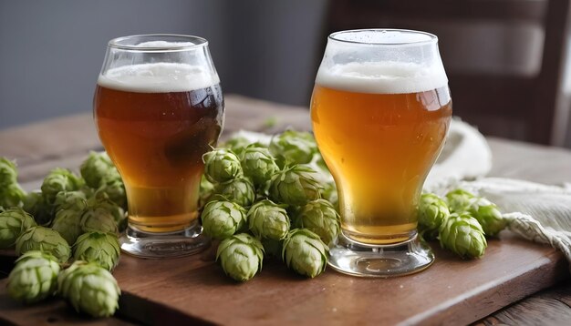 Foto een koud glas ambachtelijk bier op een tafel.