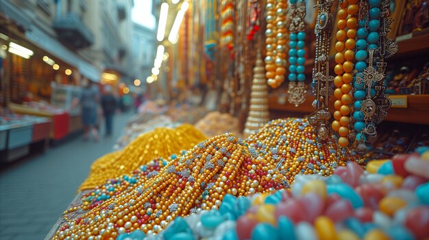 Foto een kraam met sieraden op een traditionele markt