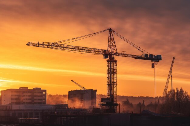 een kraan op een bouwplaats een moderne stedelijke scène in aanbouw AI Generative