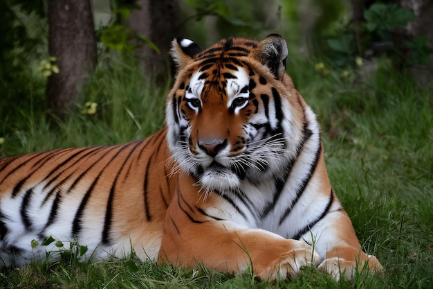 Een krachtige afbeelding die de essentie van de Siberische tijger in zijn leefgebied weergeeft