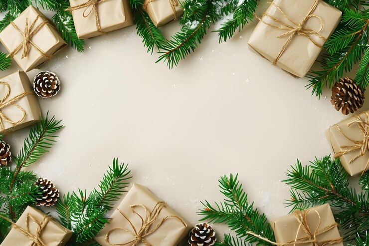 Foto een krans met een kerstboom en geschenkkistjes erop