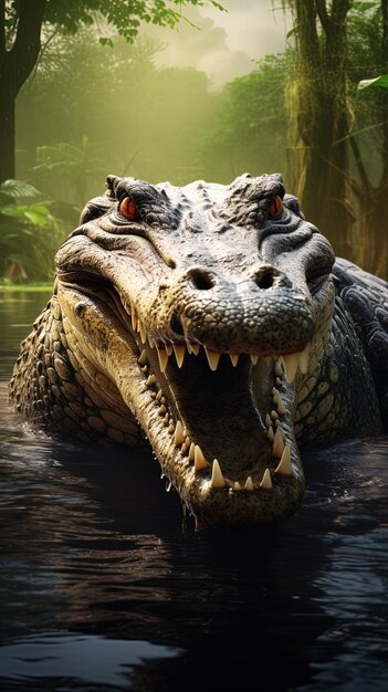 een krokodil met een open mond en het woord krokodil aan de zijkant ervan
