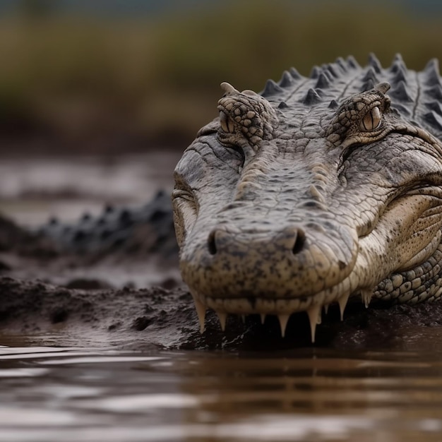 Een krokodil rust in het water.