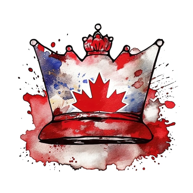 Een kroon met een Canadese vlag erop.