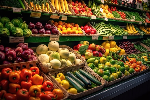 Een kruidenierswinkel met een verscheidenheid aan groenten en fruit