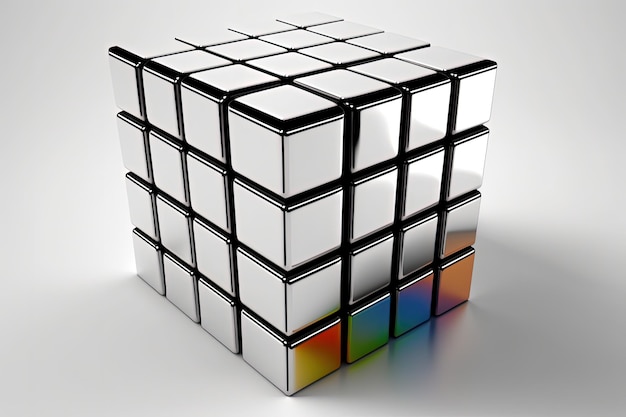 Een kubus met de kleuren van het glas erop