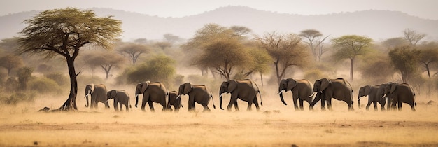 Een kudde olifanten in Afrika Banner ai