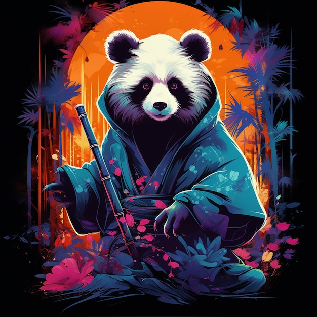 Een kung fu panda voor t-shirt ontwerp vector