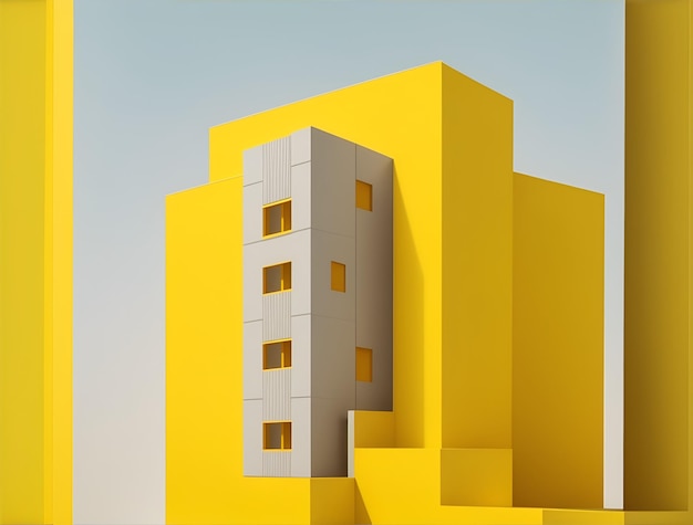 een kunstwerk met een minimalistische bouwstructuurachtergrond op geel kunstbord