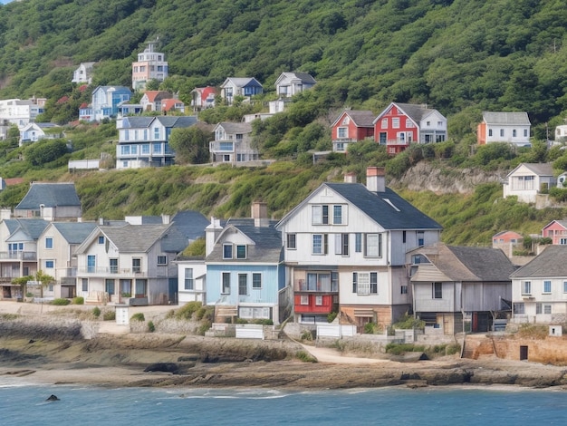 Een kustplaatsje met schilderachtige huizen