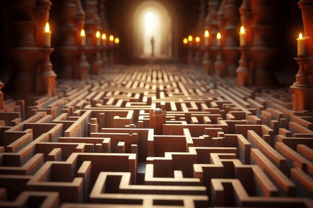 Een labyrint met één pad dat naar 00273 00 leidt.
