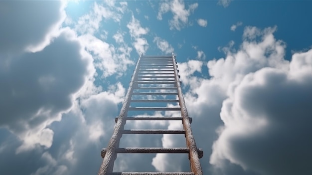 Een ladder reikt tot in de lucht