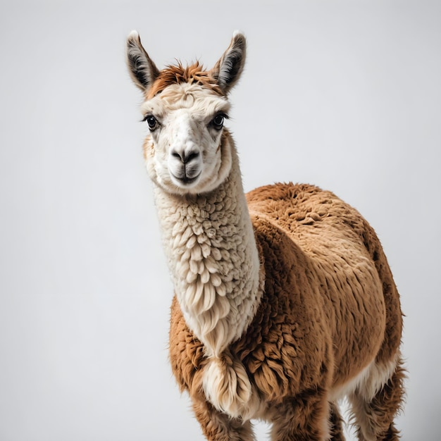 Foto een lama staat op een grijze achtergrond