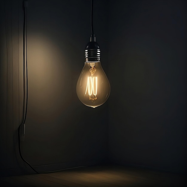 Een lamp in een donkere kamer