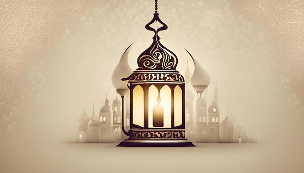 een lamp met een moskee op de achtergrond en een moskee in de achtergrond