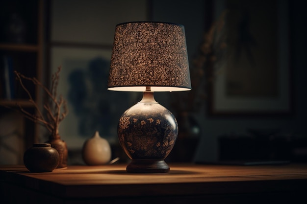 Een lamp met het woord 'embossed' erop