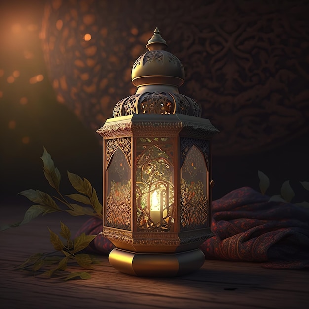 Een lamp met het woord ramadan erop