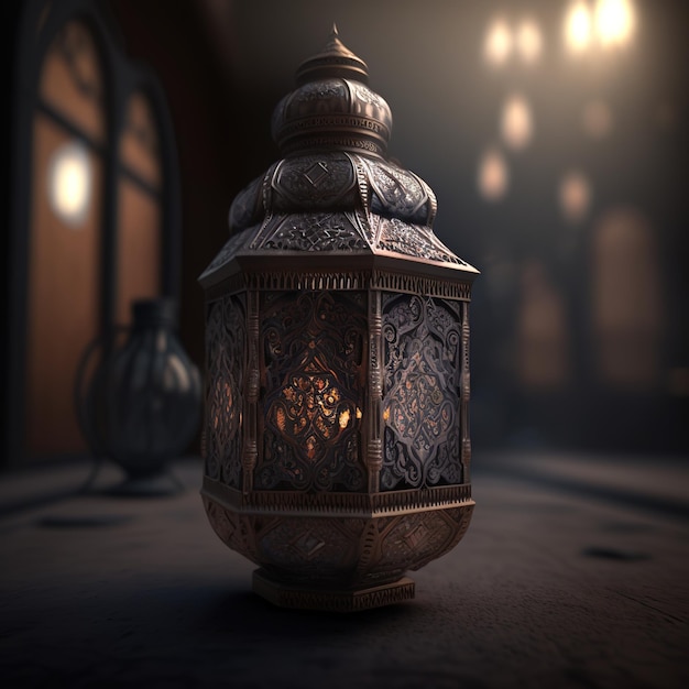 Een lamp met het woord ramadan erop