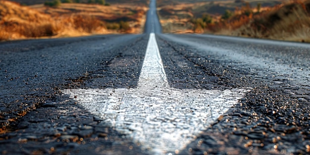 Foto een lange asfaltweg strekt zich uit in de verte generative ai