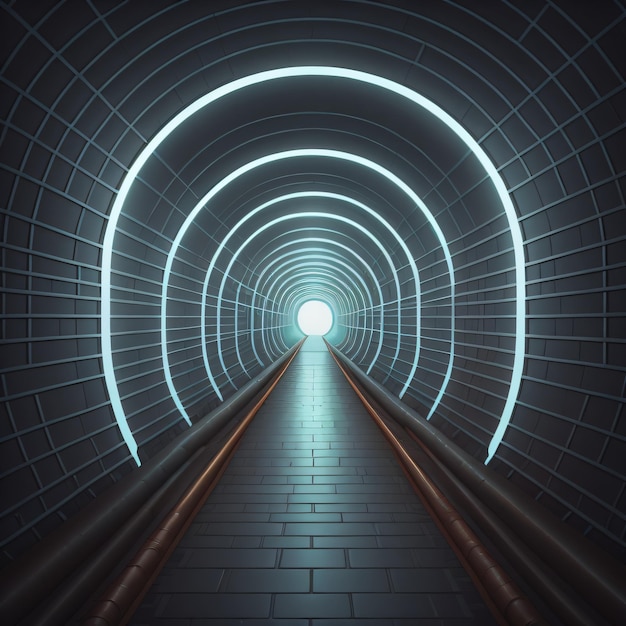 Foto een lange tunnel met licht aan het einde